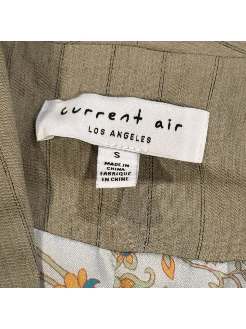 Current Air Sz S Khaki Linen Blend Pinstripe Long Womens Preppy Blazer Vest - Picture 6 of 10